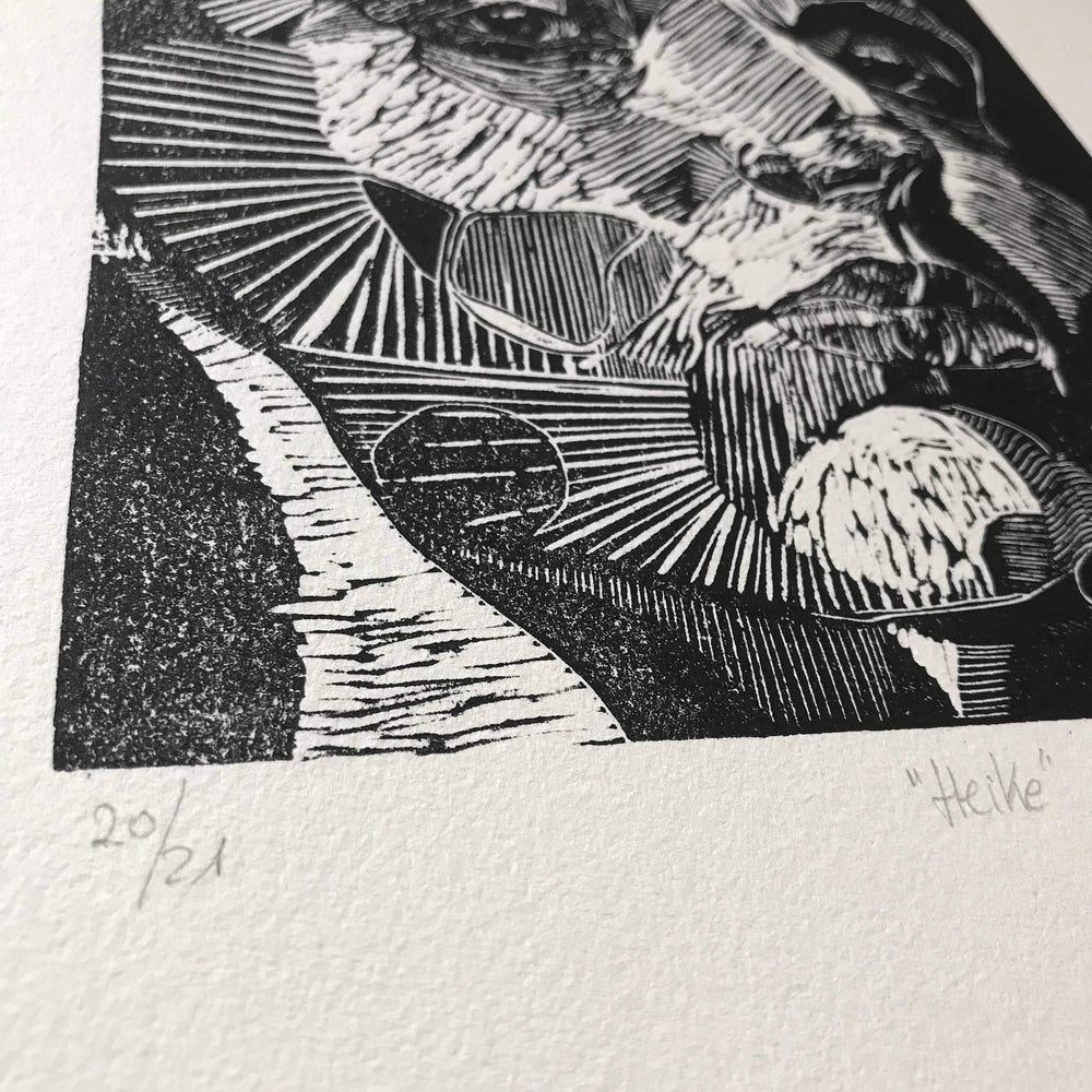 Original Linocut Print “Heike” - Karmen Kraft